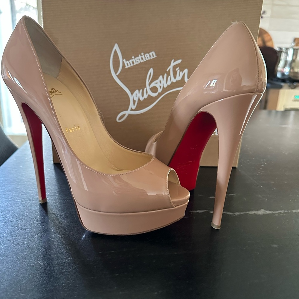 Christian Louboutin Nude Peep Toe Heels